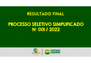 RESULTADO FINAL PROCESSO SELETIVO N° 001/2022.